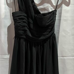 Express Black One-Shoulder Ruched Evening Dress